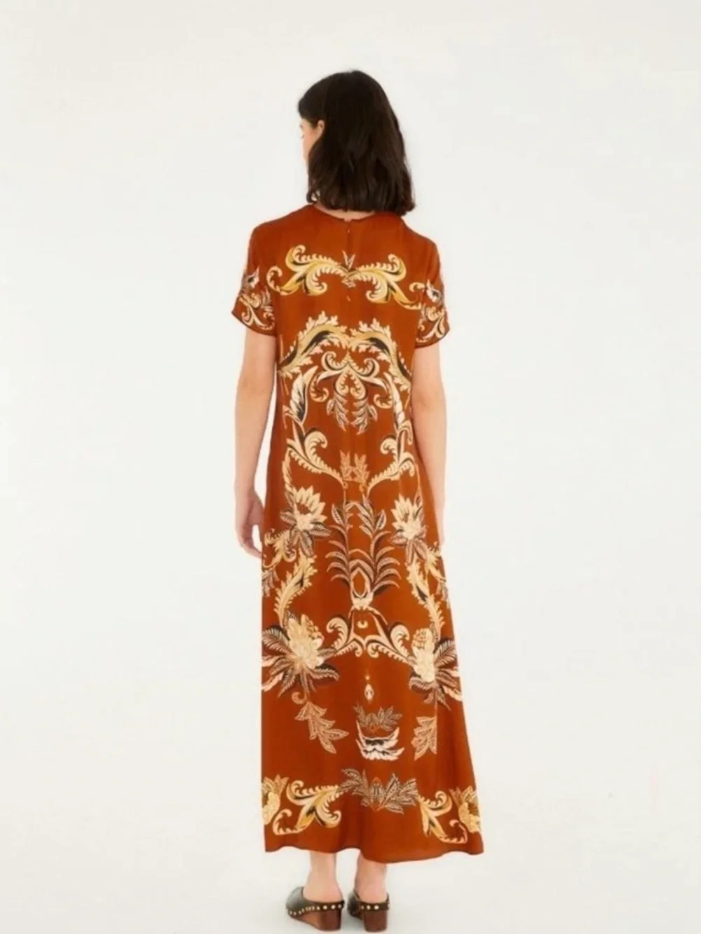 FARM Rio Rust Red Paisley Maxi Dress with Cream & Black Accents - Picture 9 of 9